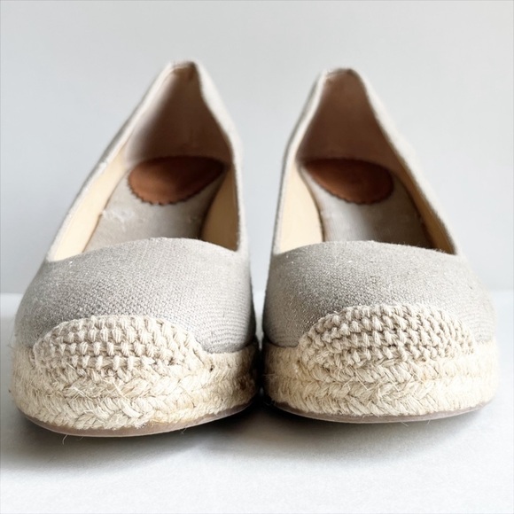J. Crew Seville Metallic Espadrille Wedges 9 canvas neutral heels summer shoes - Picture 2 of 13